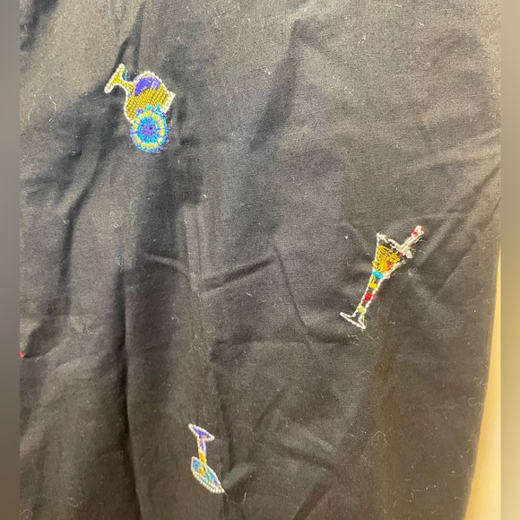 🥂Black Pants with Colorful Cocktail Glass Embroidery🤩 - Picture 6 of 11